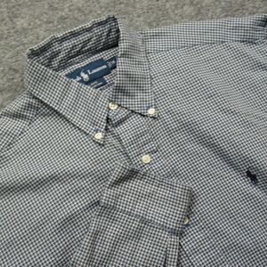 Ralph Lauren Shirt Mens Medium Blake Blue‎ Black Plaid Long Sleeve Pony Logo